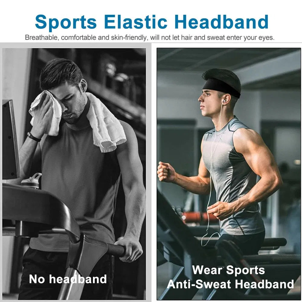 3x Mens Women Sweat Sweatband Headband Stretch Sports Head Band Yoga Gym Running