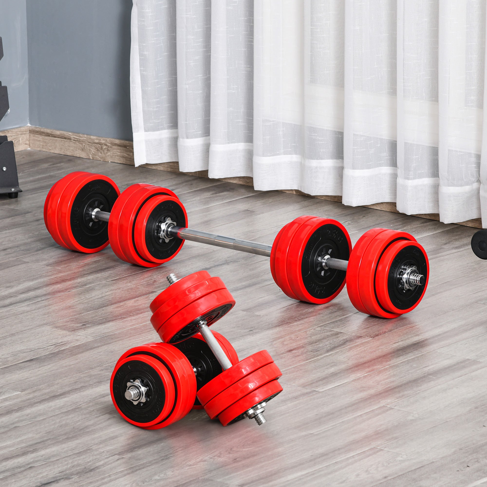 Adjustable Dumbbell Set, 66lbs Convertible to Barbell Weight Set for Home Gym Women and Men Weight Lifting Training